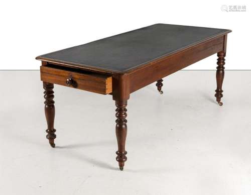 Colonial Cedar Library Table. The moulded rectangular rexine...