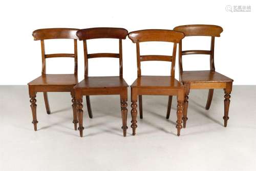 4 Similar Colonial Cedar Dining Chairs. Each with a broad sh...