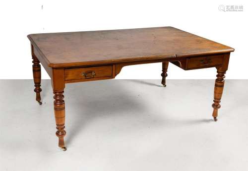 Late Victorian Kauri Pine Partners' Desk. The rectangula...