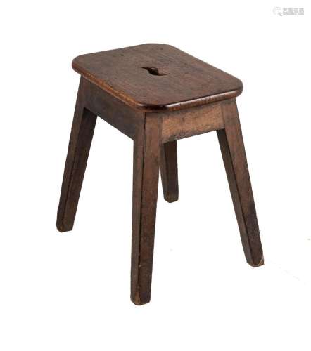 Cedar Stool Rounded rectangular top with central cut out. On...