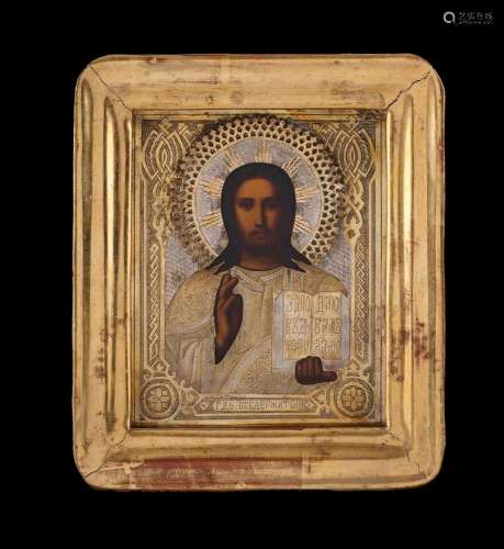19th or Early 20th Century Russian Icon Christ Pantocrator. ...