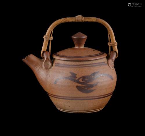 BLAKEBROUGH, Les (b.1930), Stoneware Teapot With brushed iro...