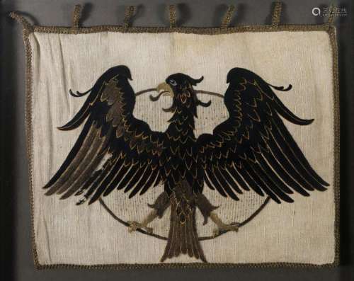 19th C Imperial Prussian Eagle Banner. Single headed eagle, ...