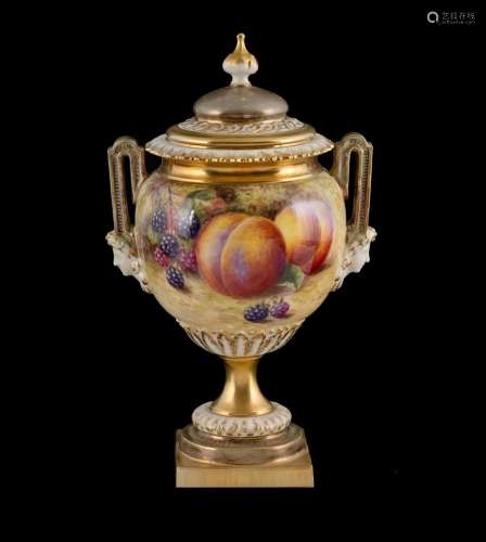 Royal Worcester Twin Handle Vase & Cover By Harry AYRTON...