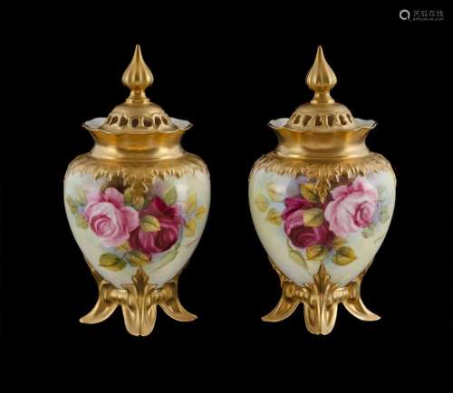 Pr Royal Worcester Potpourri Vases & Covers By John TANS...