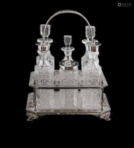 Victorian Silver Plate & Crystal Condiment Stand By John...
