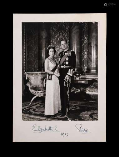 Signed Photograph of Queen Elizabeth II and Prince Philip Gi...