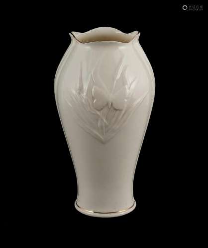 Belleek Porcelain 'Butterfly' Vase Brown factory mar...