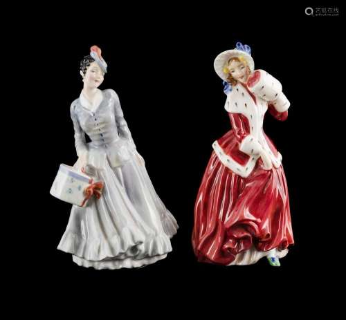 Two Royal Doulton Porcelain Figurines 'Midinette' HN...
