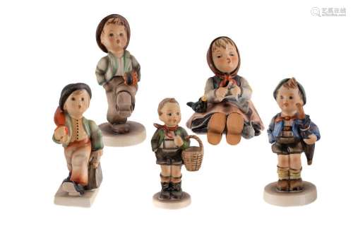 Five Hummel Child Figurines by Goebel (H9cm-13cm) Provenance...