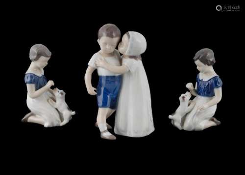 3 Bing & Grondahl Porcelain Figure Groups. 'Love Ref...