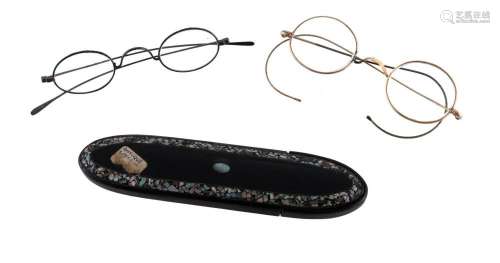 Two Pairs of Early Spectacles - One Steel & One Pinchbec...