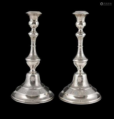 Pr Austrian Silver Candlesticks, c.1872-1922. .800 silver ma...