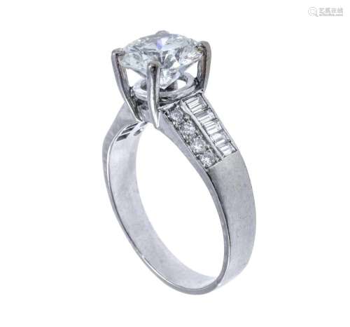14ct White Gold & Diamond Ring Accompanied by GSL Diamon...