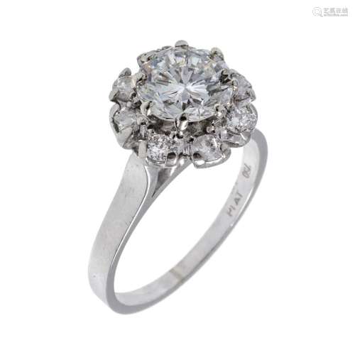 18ct White Gold Diamond Cluster Ring Accompanied by GSL Diam...
