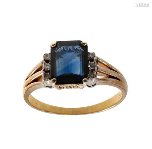 14ct Yellow & White Gold Sapphire & Diamond Ring Eme...