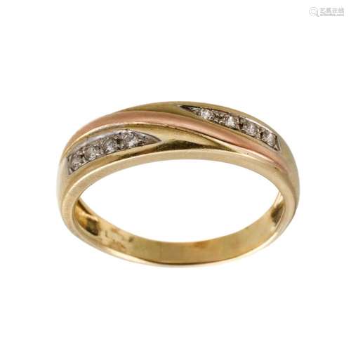 18ct Yellow, Pink & White Gold & Diamond Ring Pink g...