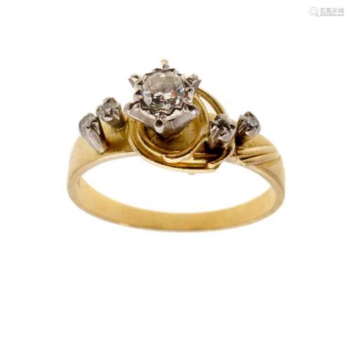 18ct Yellow Gold & Platinum Diamond Set Ring Central rou...