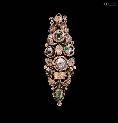 Late 18th C 14ct Yellow Gold Emerald & Diamond Articulat...