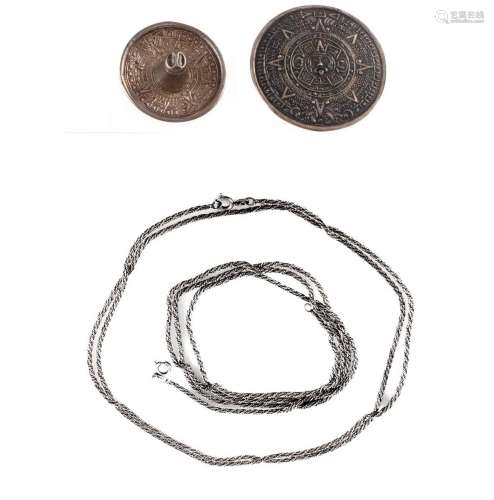 Two Silver Brooch/Pendants & Two Silver Chains Sombrero ...