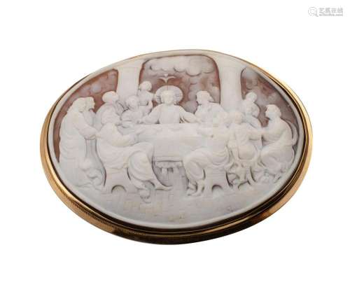 18ct Yellow Gold 'Last Supper' Cameo Brooch/Pendant ...