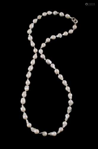 Baroque Pearl Necklace with Silver Clasp 11 to 13.5mm baroqu...