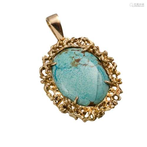 18ct Yellow Gold Blue Stone Set Brooch/Pendant Brooch with r...