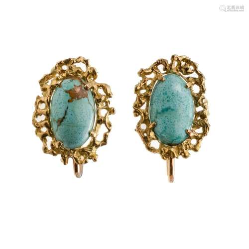 18ct Yellow Gold Blue Stone Set Earrings Total weight approx...