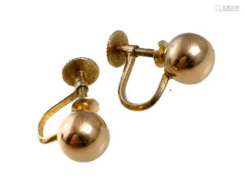 2 Pairs Gold Ball Earrings One pair 18ct 8mm ball, screw fit...