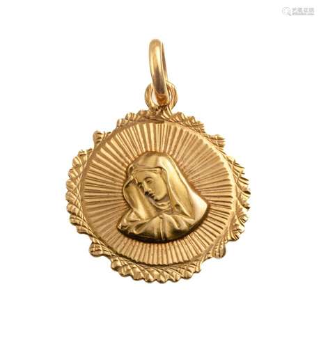 18ct Yellow Gold Religious Pendant 'Madonna' Total w...