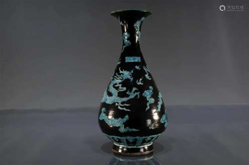 A Fine Enamel 'Dragon' Bottle Vase