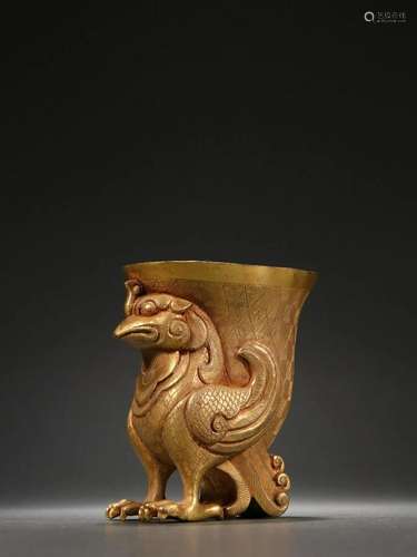 An Exquisite Gilt-Bronze 'Phoenix' Cup