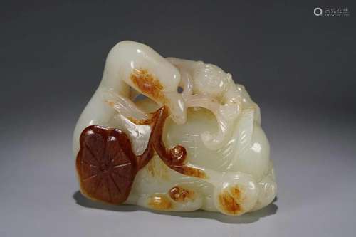 A Hetian Jade 'Boy Playing With A Goose' Decoratio...