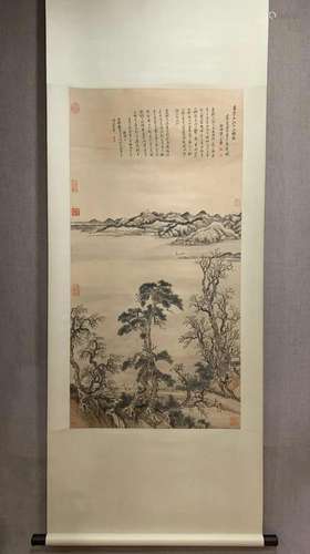 A Chinese Ink Painting Hanging Scroll By Wang Hui