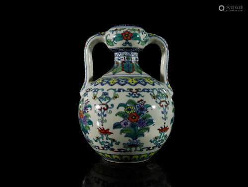 A Fine and Exquisite Doucai Handle Vase