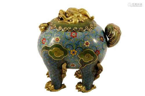 A Cloisonne Unicorn Censer