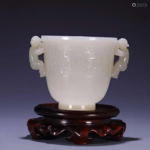 A Hetian Jade 'Taotie' Cup