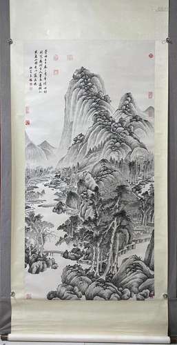 A Chinese Ink Painting Hanging Scroll By Wang Jian