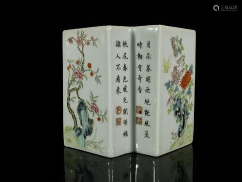 A Rare Famille-rose 'Flower and Poem' Vase