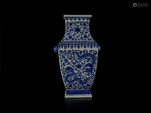 A Magnificent Blue and White 'Flower' Square Vase