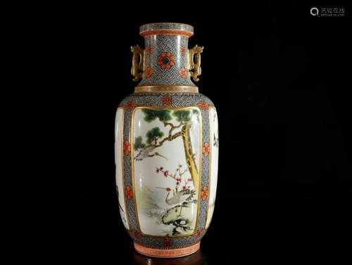 A Famille-Rose 'Flower and Bird' Vase