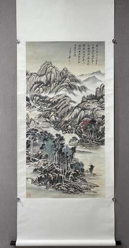 A Chinese Ink Painting Hanging Scroll By Zhang Daqian