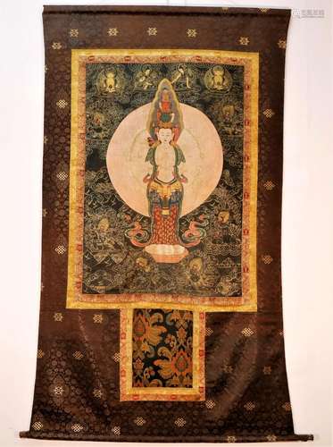 A Finely Tibetan One-Thousand Arms Guanyin Thangka