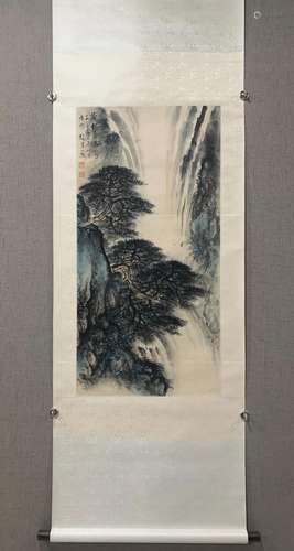 A Chinese Ink Painting Hanging Scroll By Li Xiongcai