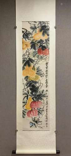 A Chinese Ink Painting Hanging Scroll By Wu Changshuo