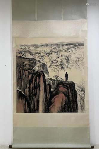 A Chinese Ink Painting Hanging Scroll By Shi Lu