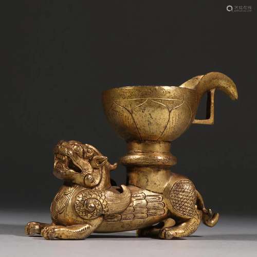 A Gilt-Bronze Beast-Form Cup