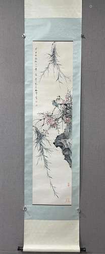 A Chinese Ink Painting Hanging Scroll By Yan Bolong