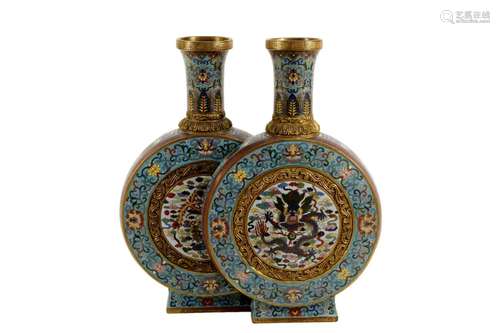 A Cloisonner 'Dragon and Phoenix' Vase