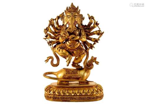 A Gilt Bronze Figure of Ganesha